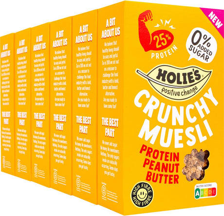Holie's crunchy protein peanut butter 6x 400gr - ontbijtgranen - suikervrij - gezond - vegan