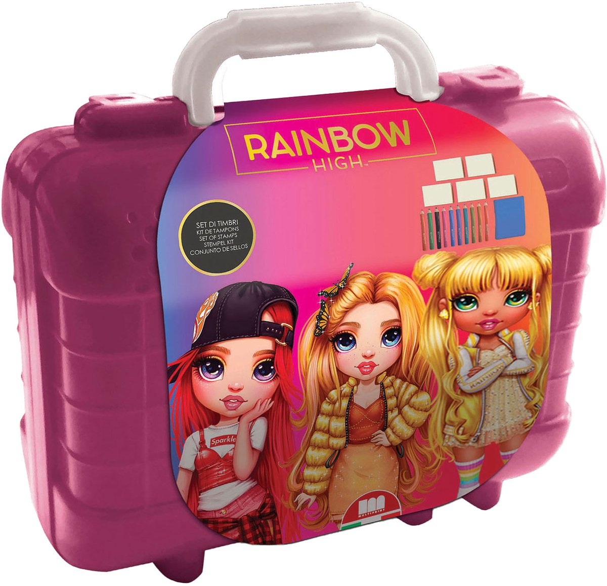 Multiplin -Regenbogen hoher Reisebau und Farbkoffer