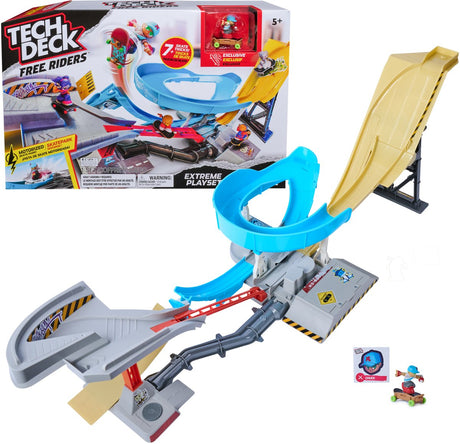Spin master tech deck - free riders extreme - gemotoriseerd fingerboard skatepark - met uniek fidgetfiguur
