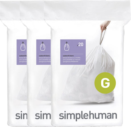 Simplehuman Code G Abfallbeutel – 30 Liter – 60 Stück – mit Kordelzug – weiß
