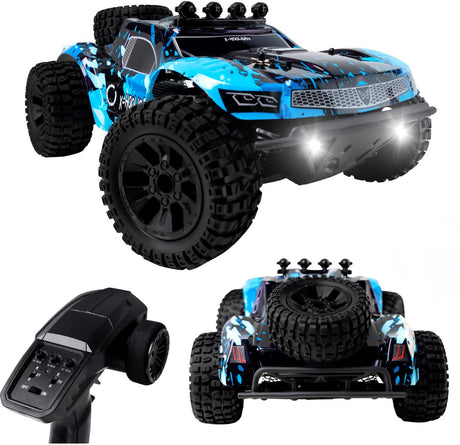 Overmax Hooligan – steuerbares Auto – Allradantrieb – 35 km/h – geländegängig – Maßstab 1:10 – 40 Minuten Spaß – Reichweite bis zu 100 Meter – 2 wiederaufladbare Batterien – Renn-Offroad-RC-Auto für Erwachsene und Kinder – ferngesteuertes Auto für draußen