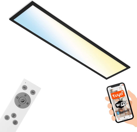 Briloner piatto s - cct led plafonniére - dimbaar - cct 28w - 3000lm - nachtlichtfunctie - timerfunctie - geheugenfunctie - met afstandsbediening - 100 x 25cm