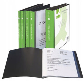 Q-connect presentatiemap pp a4 zwart met insteekvakken, 40 dozen