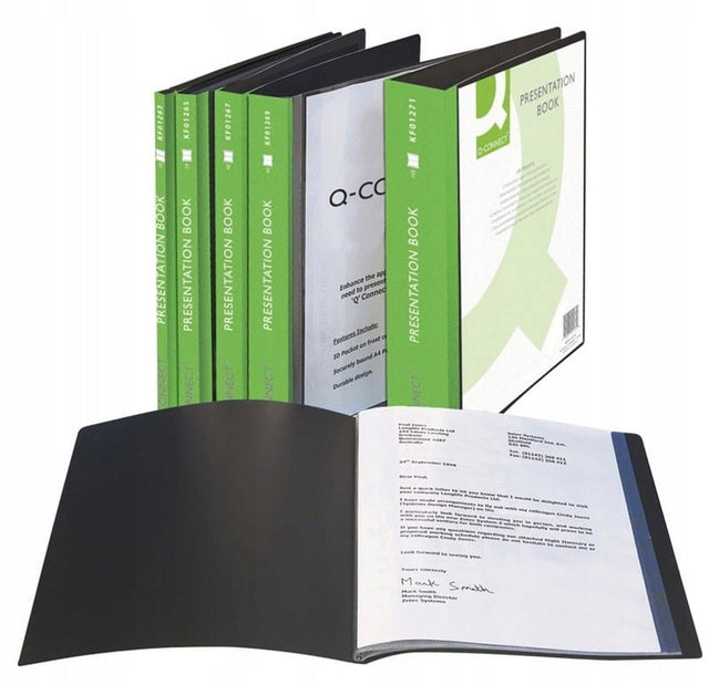 Q-connect presentatiemap pp a4 zwart met insteekvakken, 40 dozen
