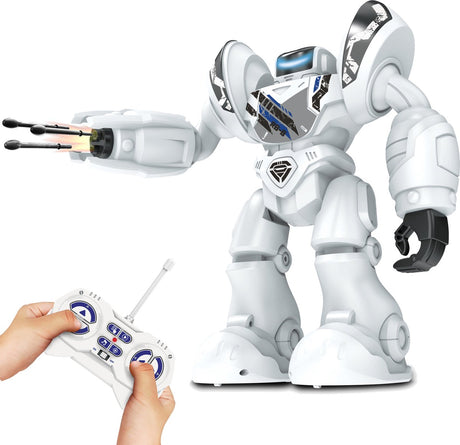 Silverlit Roboter Robo Blast weiß – steuerbarer Spielzeugroboter mit Schießfaust – 34 cm hoch