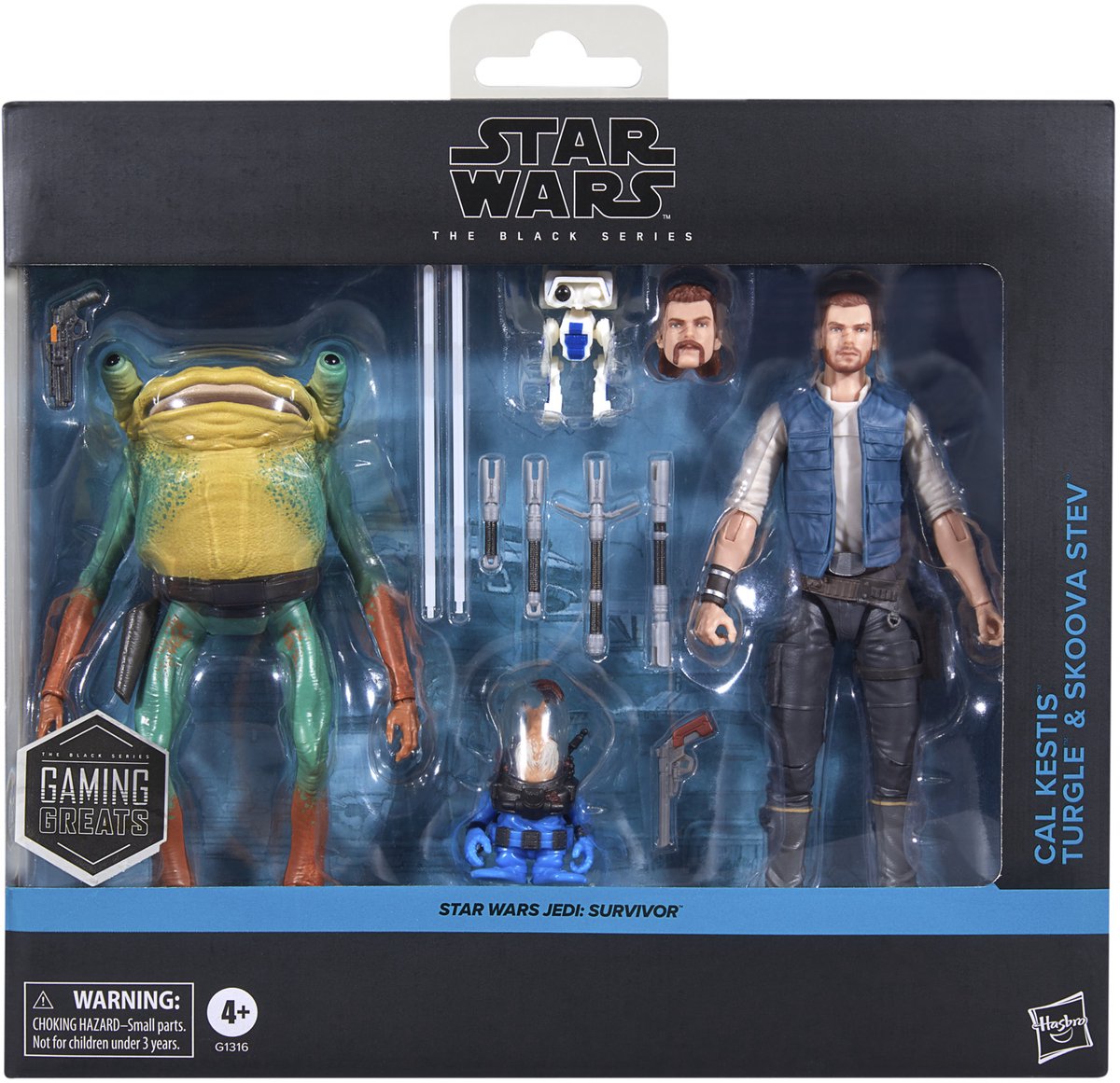 Star Wars the Black Series Cal Kestis, Turgle und Skoova Stev – Actionfiguren-Set – 15 cm