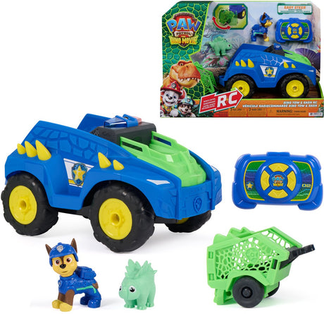 Paw Patrol – Der Dino-Film – Dino Tow Dash RC – einfaches ferngesteuertes Fahrzeug mit Verfolgungsjagd und Stegosaurus-Actionfiguren