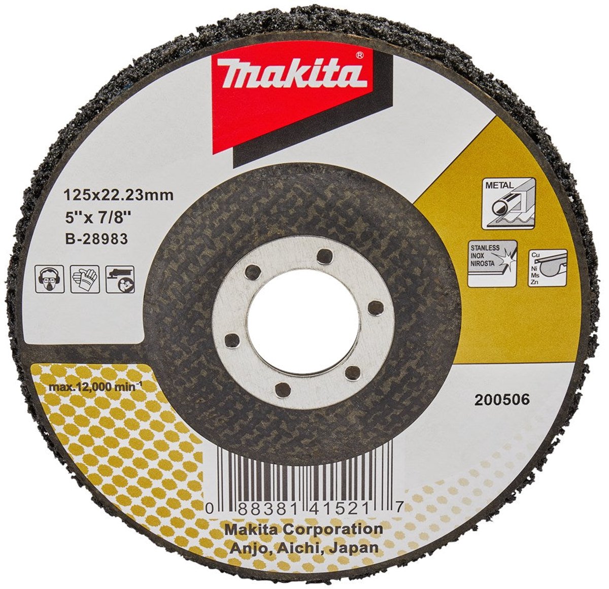Makita Reinigungsscheibe schwarz 125 mm glasfaserverstärkt – B-28983