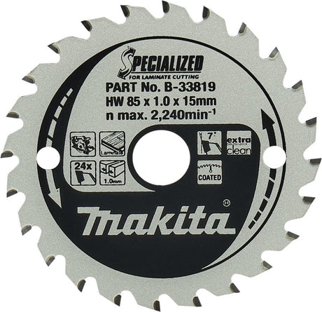 Makita Zubehör Kreissägeblatt Laminat | spezialisiert 85x15x1,0 24t 7g - b-33819 b-33819