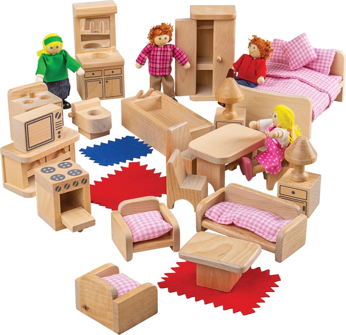 Bigjigs Puppenhaus – Möbel und Puppen – 26-tlg