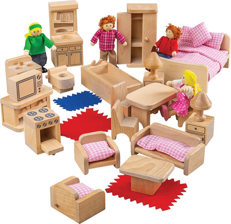 Bigjigs Puppenhaus – Möbel und Puppen – 26-tlg
