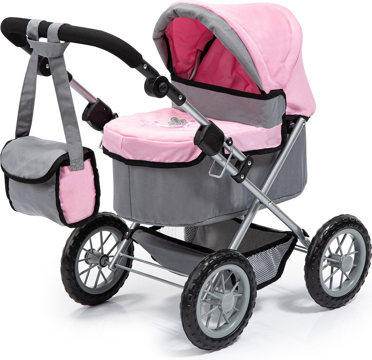 Bayer Design - Trendiger Puppenwagen - Grau und Rosa