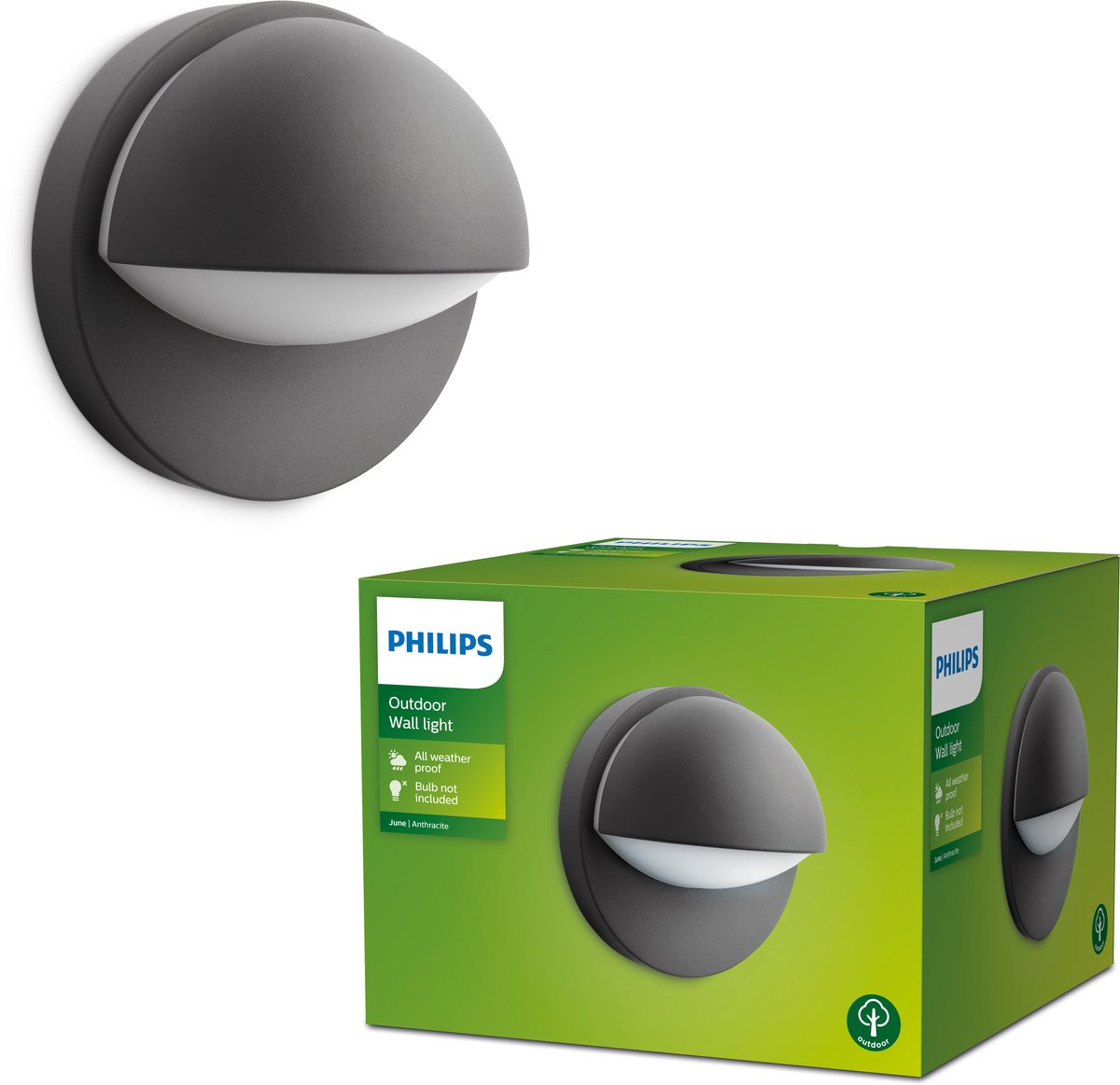 Philips led philips june buitenwandlamp - antraciet