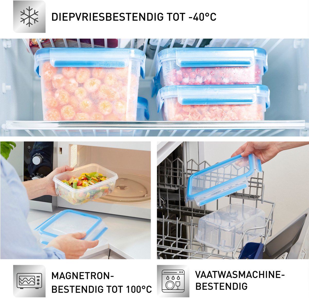 Tefal masterseal fresh - vershouddozenset - 3-delig - 100% lekvrij - stapelbaar