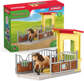 Schleich Bauernhofwelt - Ponystall mit Islandhengst - Bauernhofspielzeug - 42609