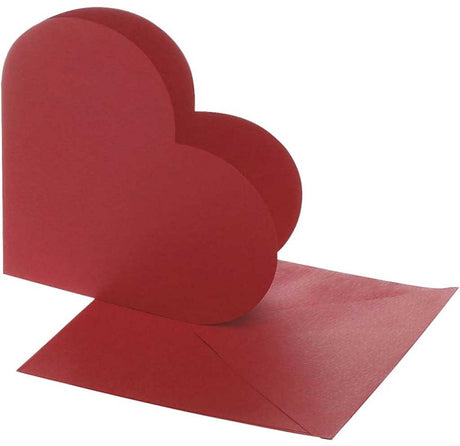 Creativ Company Herzkarten, Kartengröße 12,5x12,5 cm, Umschlaggröße 13,5x13,5 cm, rot, 10er Set 1 Box