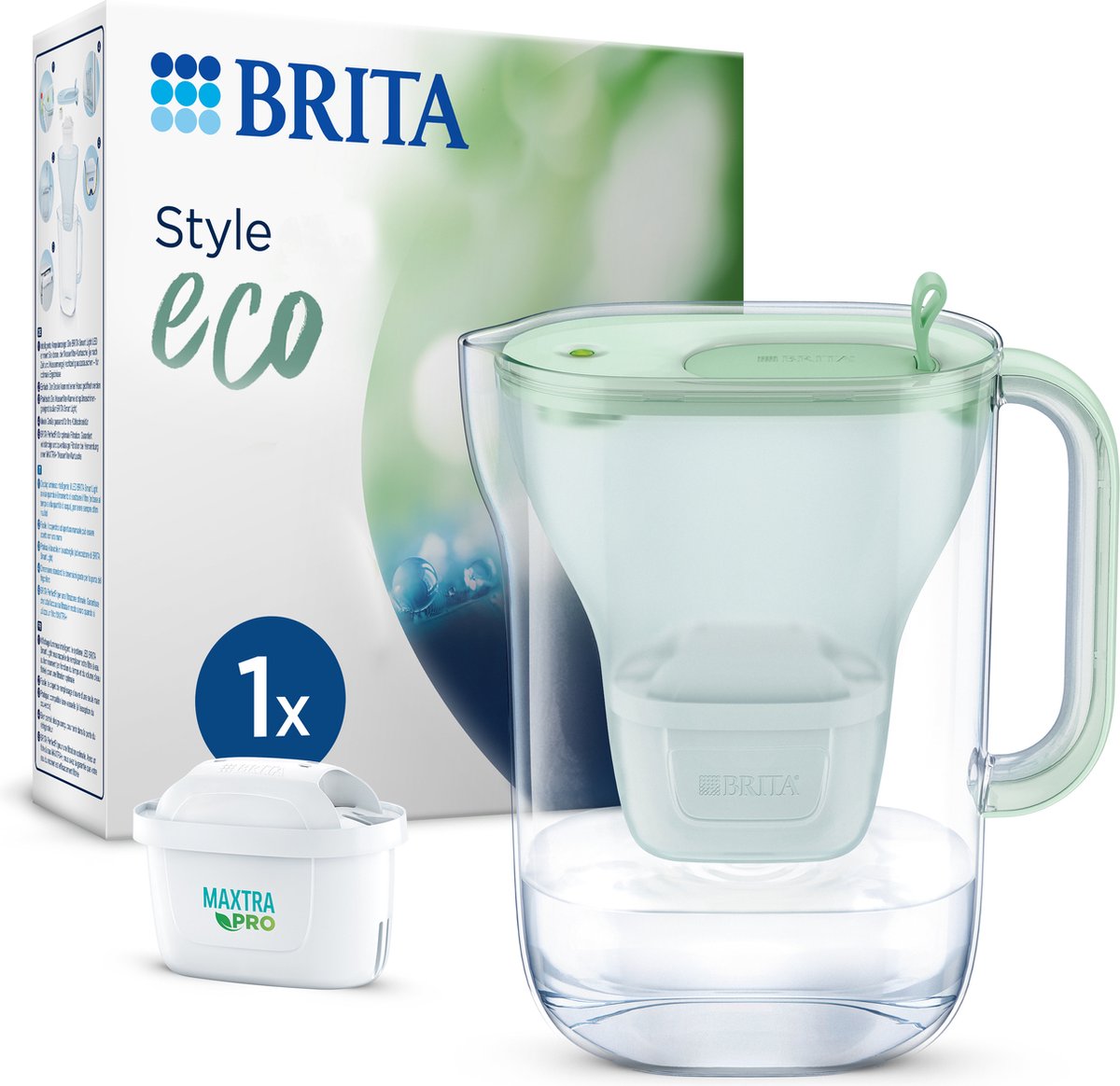 Brita Wasserfilterkanne Style Eco - 2,4l - Grün - inkl. 1 Maxtra Pro Pure Performance Wasserfilter
