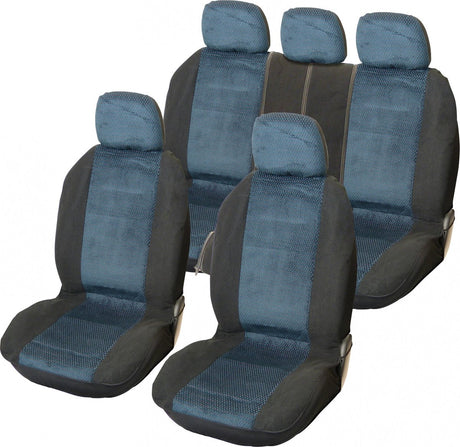 Carpoint blanco stoelhoezenset 'denver' blauw - 9-delig - ook geschikt voor side-airbags