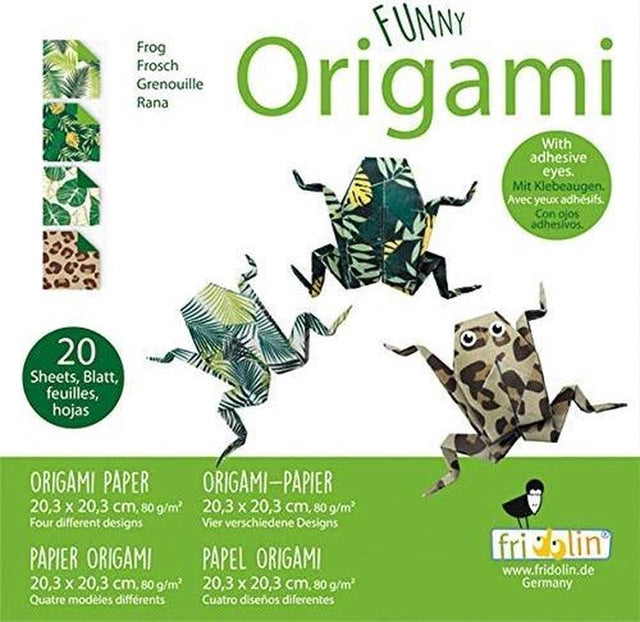Fridolin Origami-Frosch faltbar 20 x 20 cm 20 Stück mehrfarbig