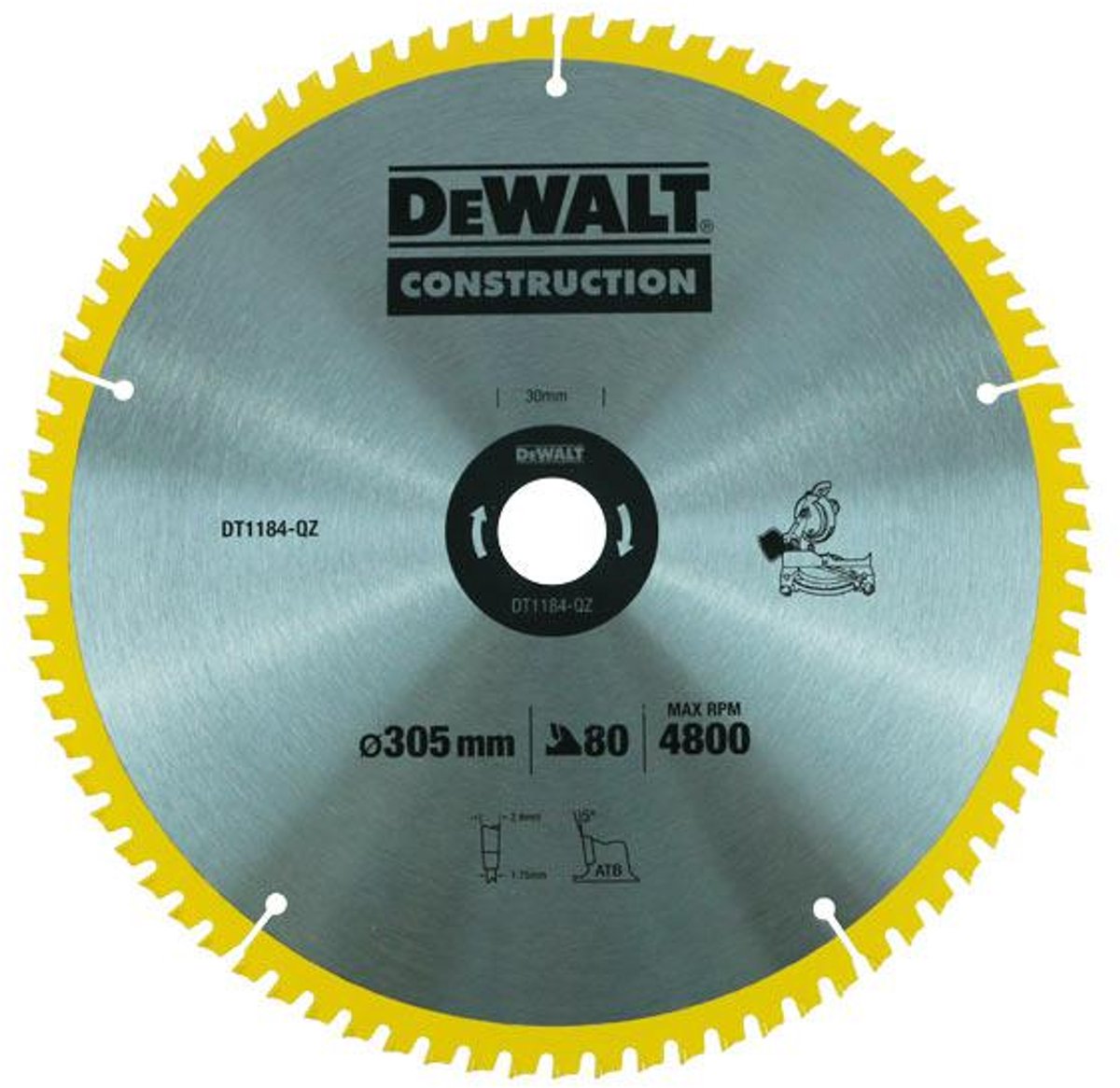Dewalt dt1184-qz – Kreissägeblatt – 305 mm – 80 Zähne – für Holz