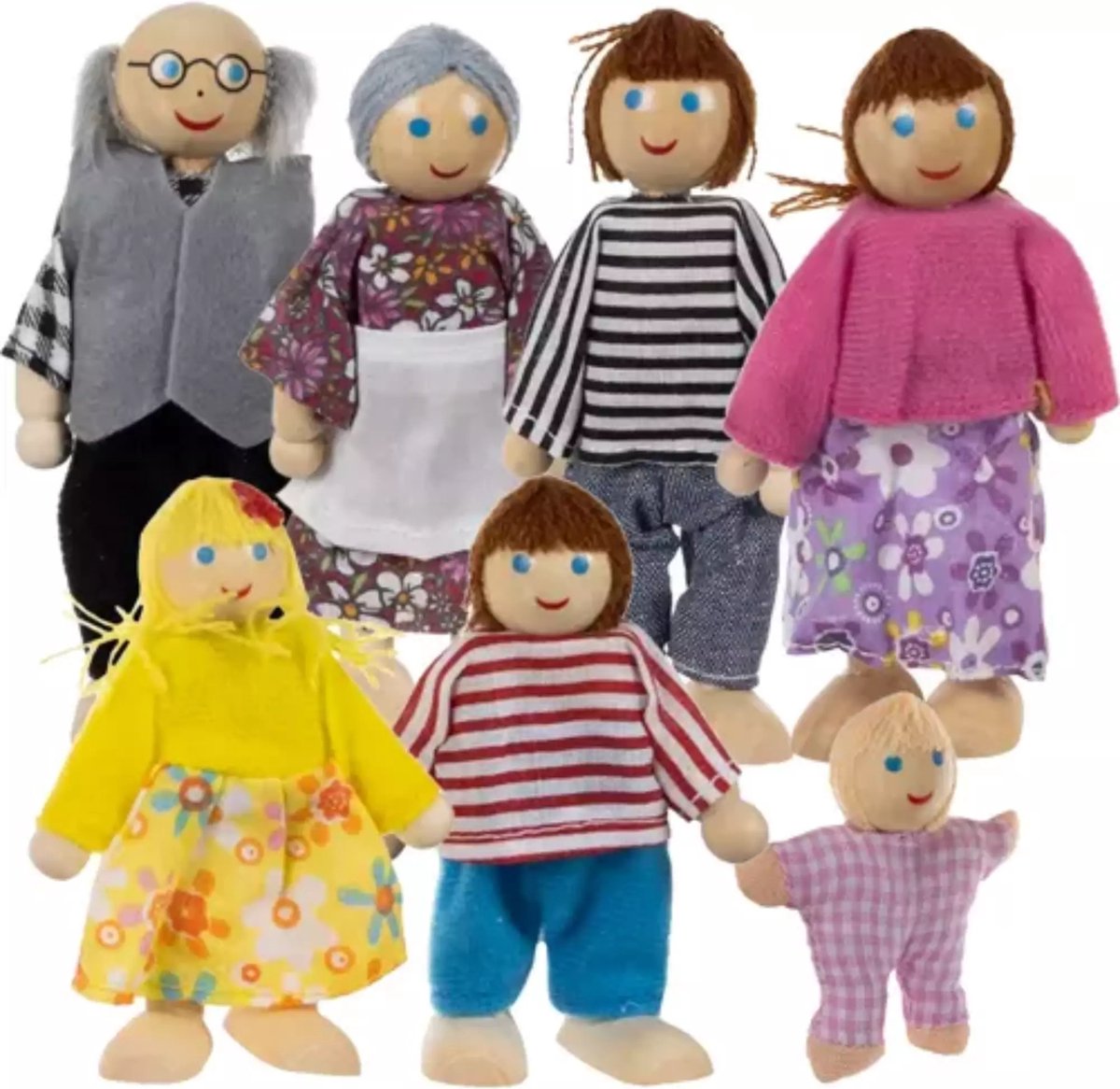 Kruzzel miniatuurpoppen set van 7 - perfect voor elk poppenhuis