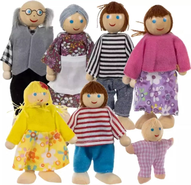 Kruzzel miniatuurpoppen set van 7 - perfect voor elk poppenhuis