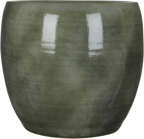Mica decorations bloempot - donkergroen - glans - keramiek voor kamerplant h35 x d38 cm- plantenpotten binnen