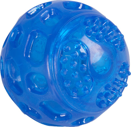 Flamingo Hundespielzeug Bordy Ball blau – ø 7,5 cm – LED-Licht-Piepton – TPR-Gummi – schwimmendes Spielzeug für Hunde