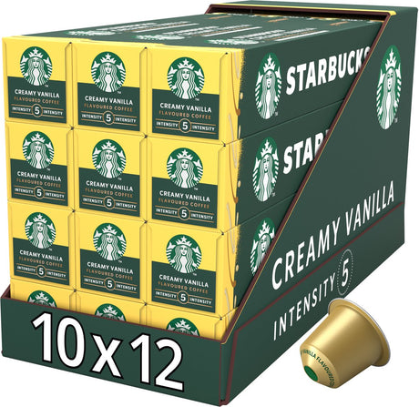 Starbucks by Nespresso Kapseln Cremige Vanille – 10 Kaffeetassen x 12 Boxen