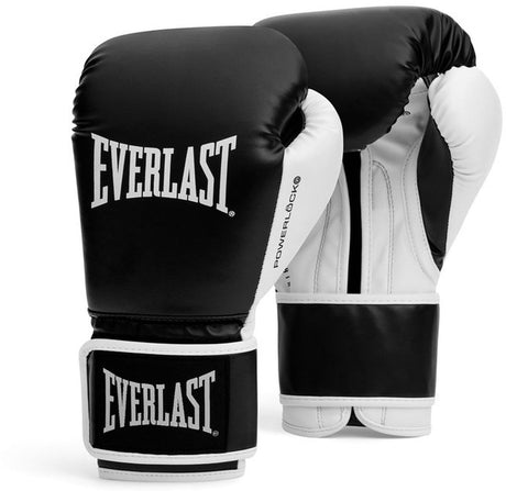 Everlast Powerlock und Trainings-(Kick-)Boxhandschuhe mit Klettverschluss, schwarz und weiß, 14 oz