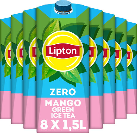 Lipton Eistee grün – Mango Zero – köstlicher Geschmack, ohne Zucker – 8 x 1,5 l