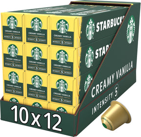 Starbucks by Nespresso Kapseln Cremige Vanille – 10 Kaffeetassen x 12 Boxen
