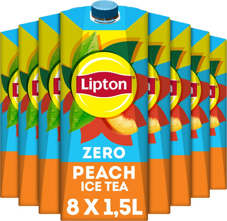 Lipton Eistee Pfirsich – Null Zucker – voller Geschmack, ohne Zucker – 8 x 1,5 l
