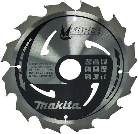 Makita b-31974 Kreissägeblatt Holz | mforce | 190x30mm | 12 Zähne