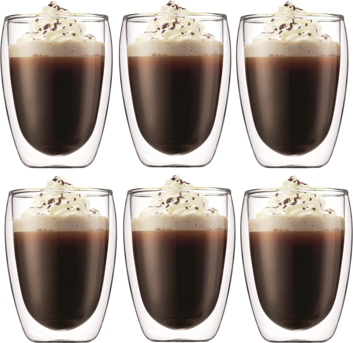 Bodum set van 6 dubbelwandige glazen 350ml - transparant