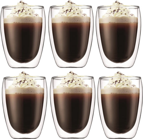 Bodum set van 6 dubbelwandige glazen 350ml - transparant