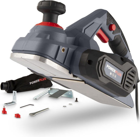 Powerplus powe80030 Hobel – 900 W – Seitenführung – Hobeltiefenverstellung – Fangsack – inkl. 2 Messer