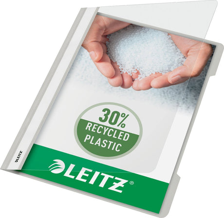 Leitz Schnellfixierer A4 – 30 % recycelter Pre-Consumer-Kunststoff – 25 Stück – Grau