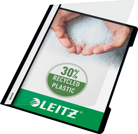 Leitz Schnellfixierer A4 – 30 % recycelter Pre-Consumer-Kunststoff – 25 Stück – Schwarz