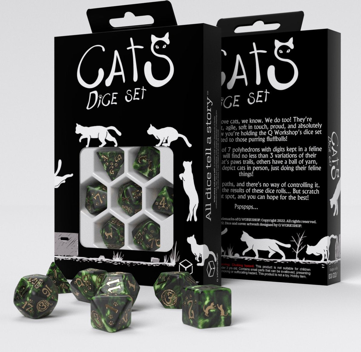 Q-Workshop Würfelset Katzen Pixel – Rollenspielwürfel.