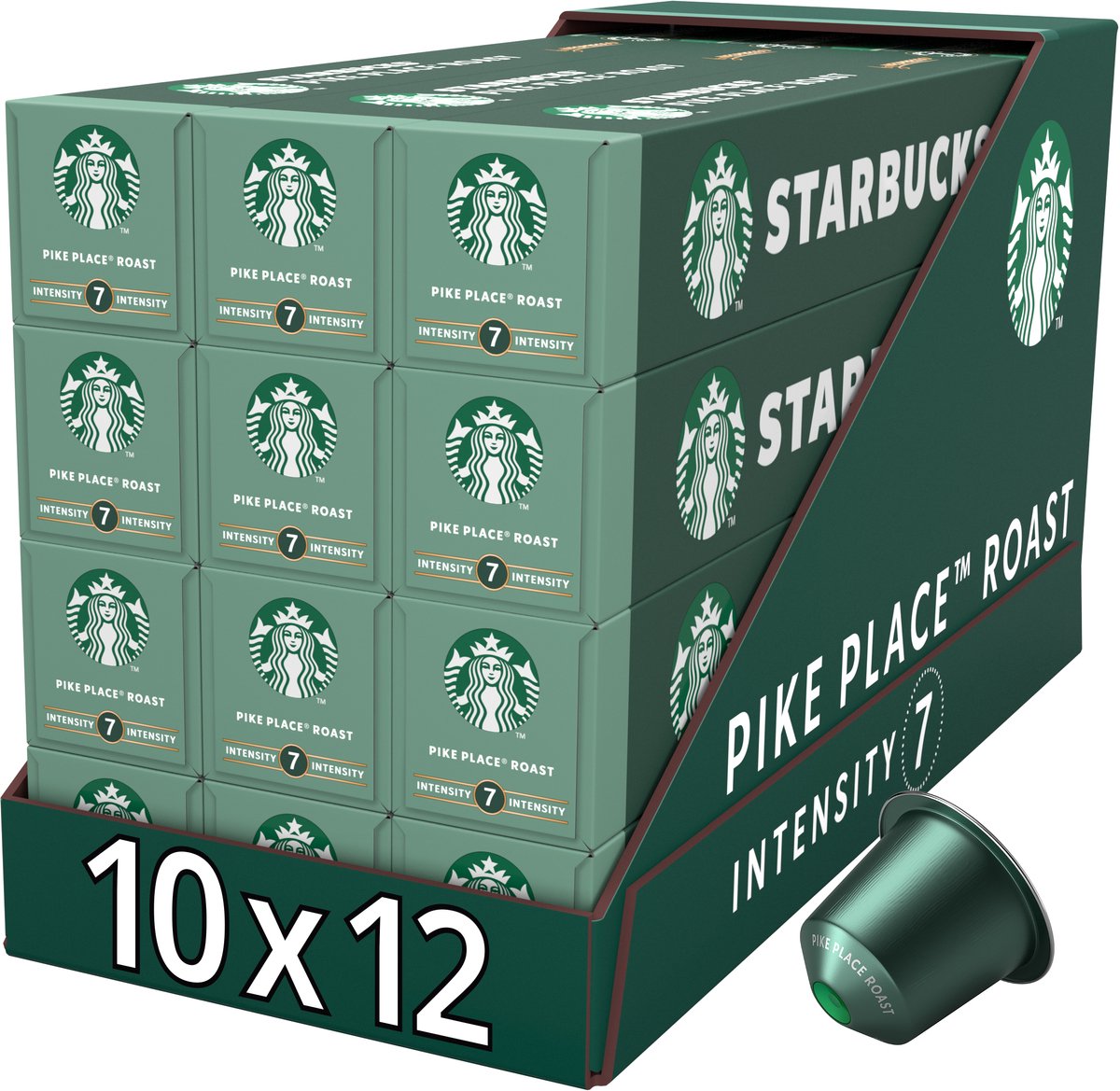 Starbucks by Nespresso Kapseln Pike Place Roast – 10 Kaffeetassen x 12 Boxen