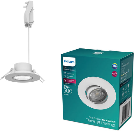 Philips cilantro inbouwspot - sceneswitch lichttechnologie - 5w - warmwit licht: 2700k - wit