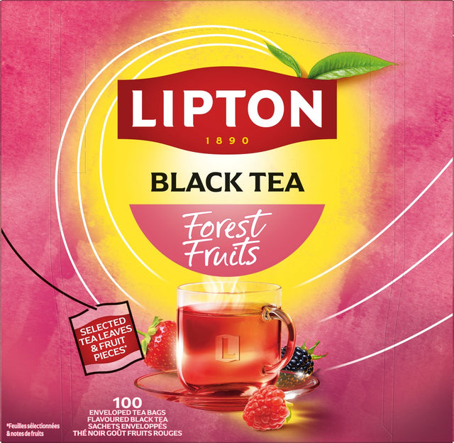 Lipton feel good selection forest fruit - 100 theezakjes - zwarte thee bosvruchten - grootverpakking - 1 doos