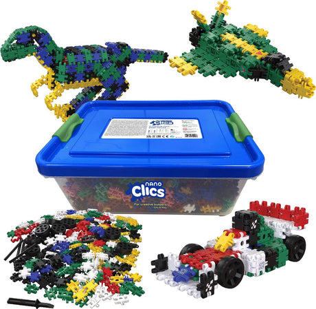 Clics Nano – Creative Builders 2000-teiliges Set – 15-in-1-Bausteine – Spielzeug aus 100 % recyceltem Kunststoff – Spielzeug 8, 9, 10, 11, 12 Jahre – Konstruktionsspielzeug