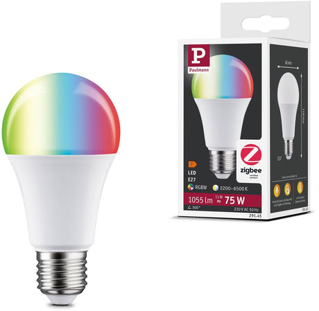Paulmann standaard 230 v smart home zigbee 3.0 led-gloeilamp e27 1055lm 11w rgbw+ dimbaar mat