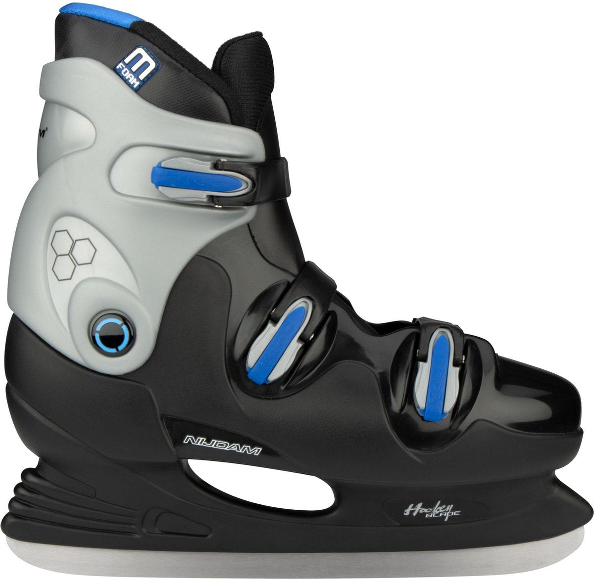 Nijdam Kinder-Schlittschuhe – Eishockey-Schlittschuhe – Hardboot – Schwarz Blau – Größe 35