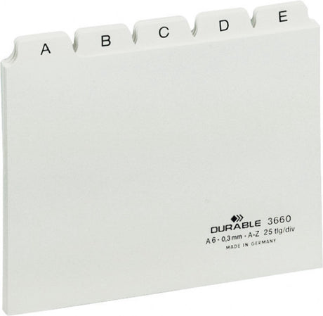 Langlebiger alphabetischer Registerindex A6, 10,5 x 14,8 cm, Register 25 mm, weiß