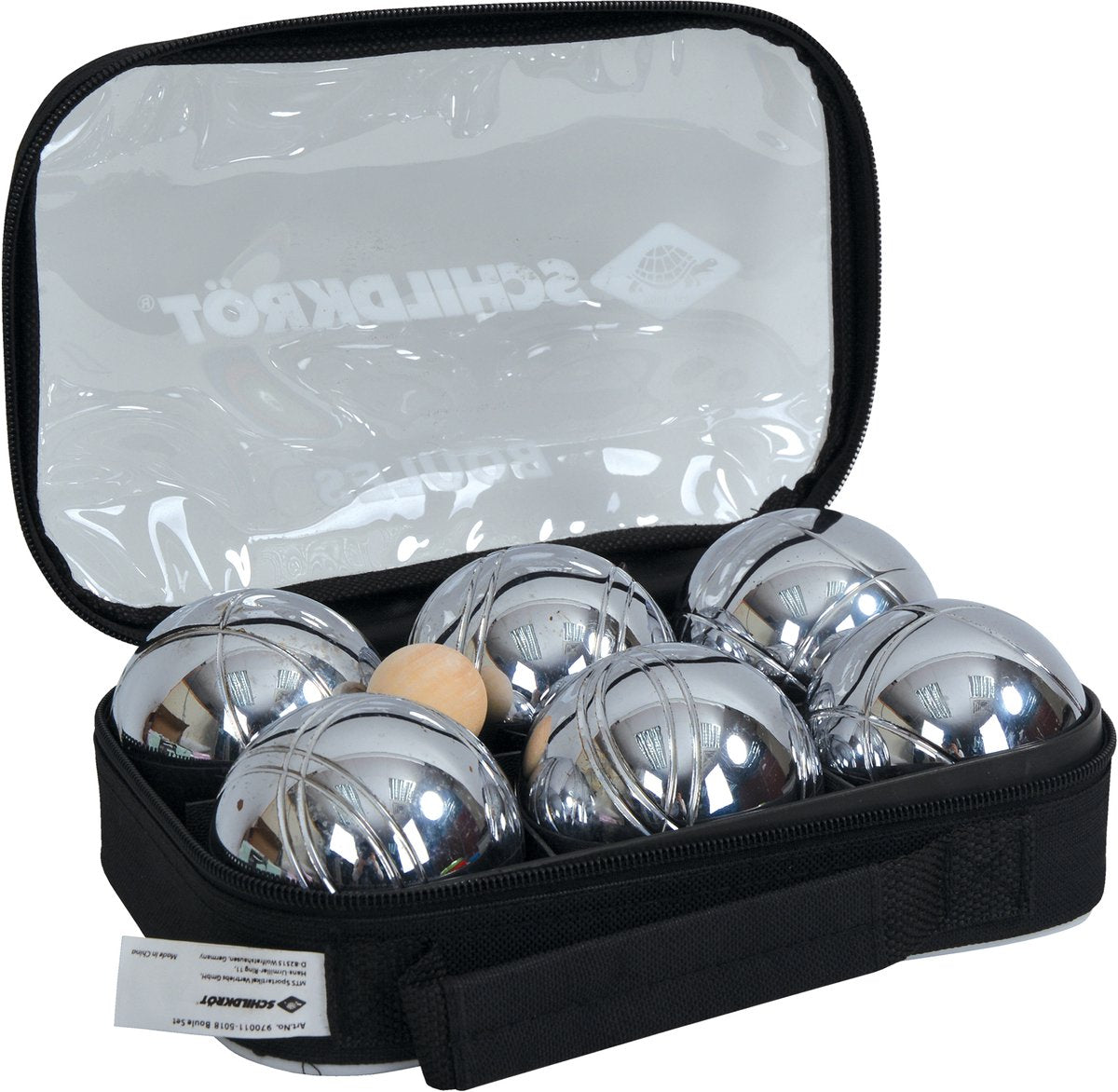 Schildkröt boccia set staal - complete metalen jeu de boules set in tas.