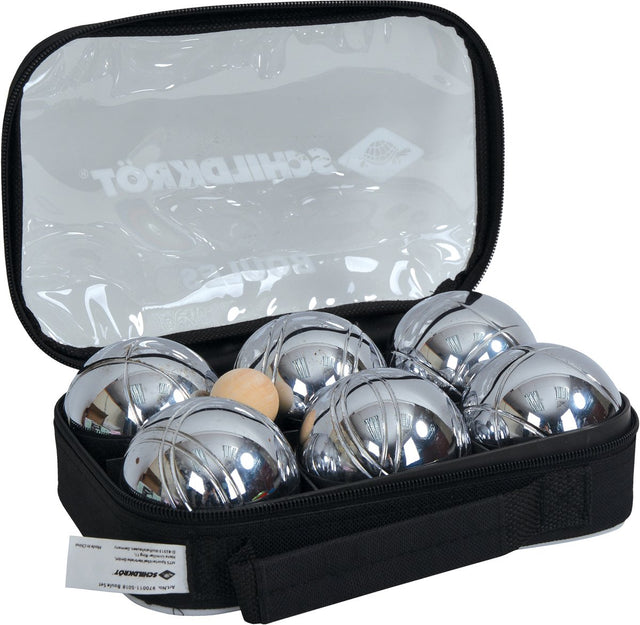 Schildkröt boccia set staal - complete metalen jeu de boules set in tas.