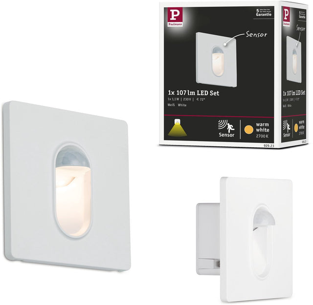 Paulmann LED Wandeinbauleuchte Wand eckig 78x78 mm 1,1w 65lm 230v 2700k weiß